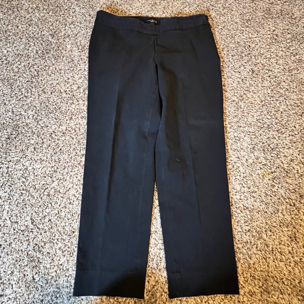 Talbots Signature Fit Black Ankle Pants Side Zip Cotton Stretch Womens 8P Petite
